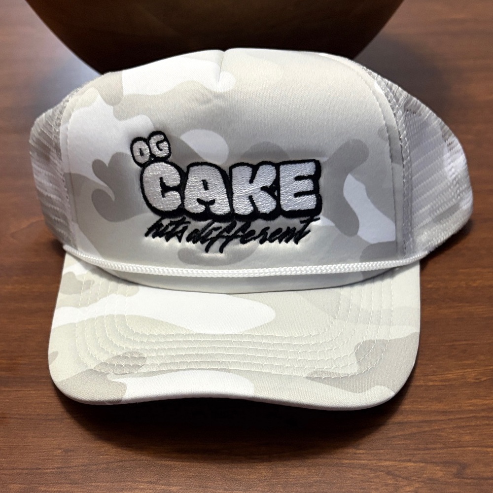 OG Cake White Camo Logo Trucker Hat